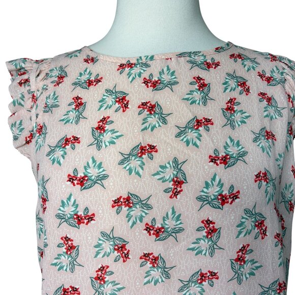 Loft Pink Floral Blouse Size Small - Picture 5 of 7